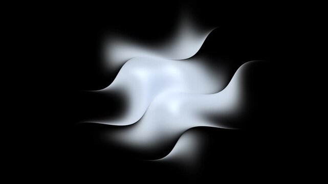 Abstract white flowing shape with soft edges against a dark black background creating a hypnotic and organic visual effect in seamless loop motion.