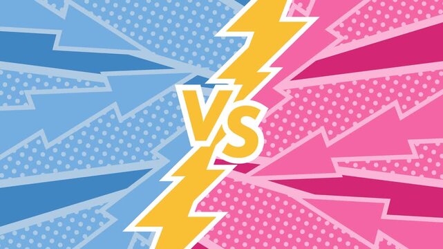 アメコミ風の桃色と水色のVS背景アニメーション／An American comic book-style VS background animation in pink and light blue
