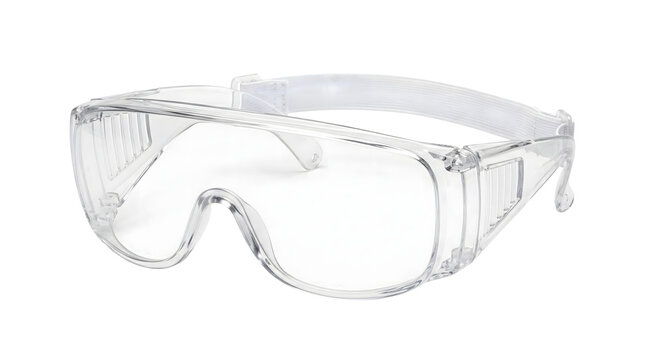 clear wraparound protective safety goggles with elastic strap for laboratory manufacturing construction industrial eye protection and workplace compliance