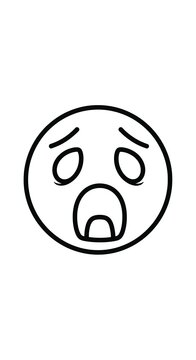 Simple Worried Face Icon Showing Fear on White Background