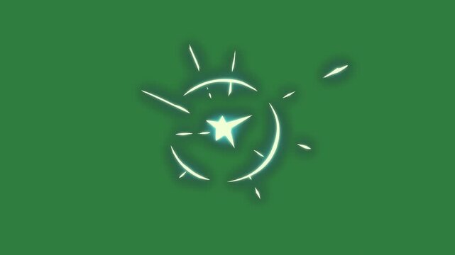 Bird on it star in the middle clock some dots isolated on green screen background
