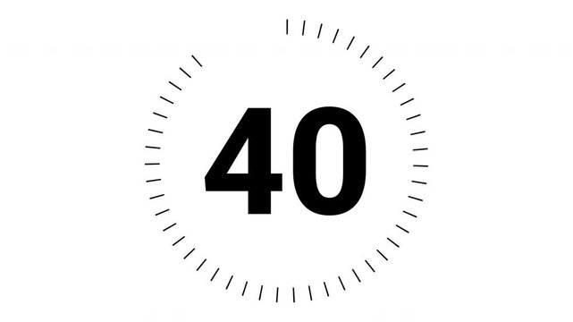 45 second countdown with circle animation, 45 to 0 animation countdown. 4K video