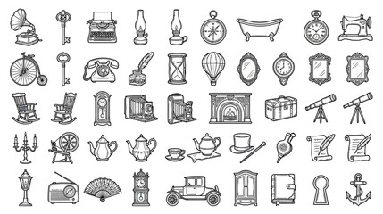 Naklejka premium Vintage Objects Collection: Retro Icons for Design and Illustration
