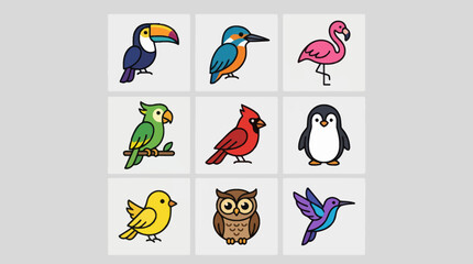 Collection of diverse bird illustrations © Soraa