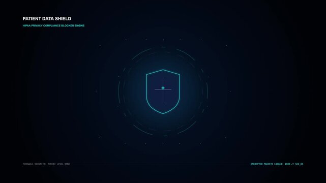 Futuristic Shield Icon Animation - Secure Data Protection & Medical Technology