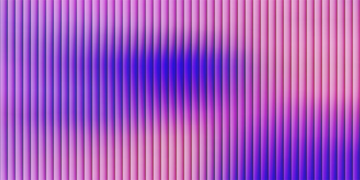 Abstract background of liquid purple gradient in dark glossy with striped effect. Refraction of wavy striped glass.