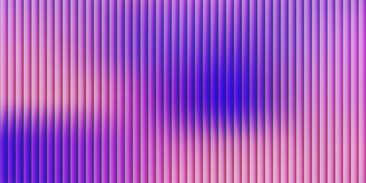 Abstract background of liquid purple gradient in dark glossy with striped effect. Refraction of wavy striped glass.
