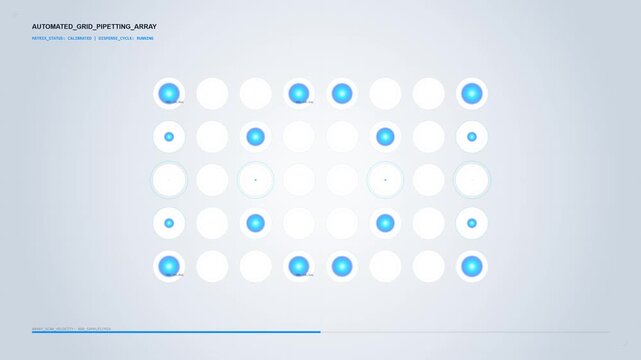 Abstract Grid of Blue and White Circles with Pulsing Animation