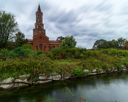 Chiaravalle Abbey Surrounded by Greenery, Milan, Italy