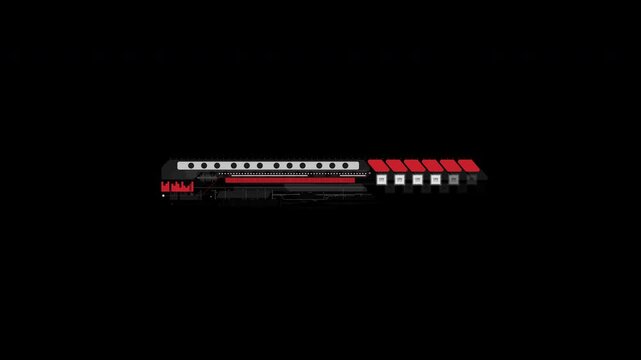 Abstract digital glitch art loading bar with red and white geometric elements.