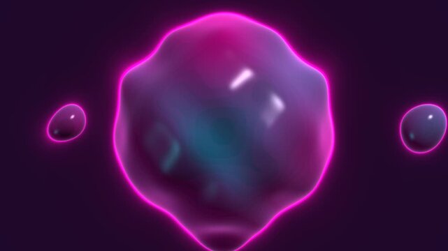 Abstract 3D Morphing Liquid Spheres in Cyberpunk Neon Style