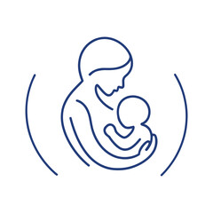 Obraz premium Mother Breastfeeding Baby Outline Vector Illustration on a Clean White Background Style