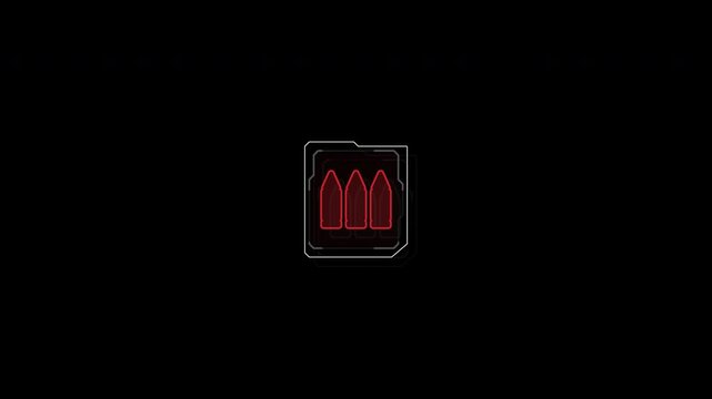 Minimalist digital graphic showing three glowing red bullet icons on black background.