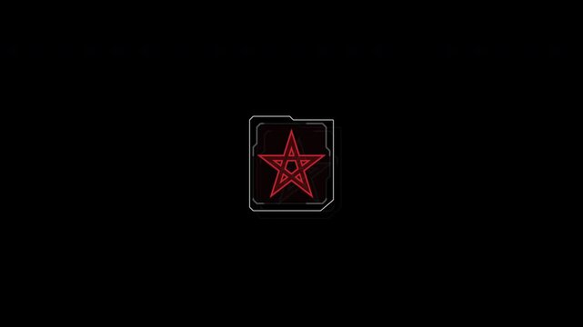 Minimalist red star icon animation on dark background.