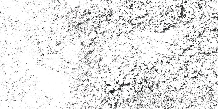 Black and white Dust overlay distress grungy effect paint, dirt overlay or screen effect white dust and scratches on a black background. Old, textured black grunge pattern design with an ink splash. 