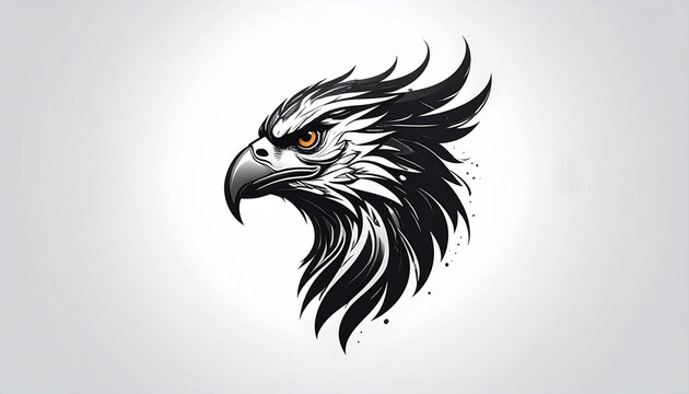 Eagle head illustration black and white depiction against light background