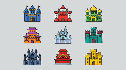 Collection of diverse castle icons © Soraa