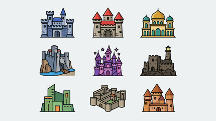 Collection of diverse castle illustrations © Soraa