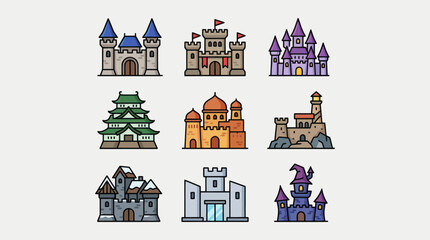 Collection of diverse castle illustrations © Soraa