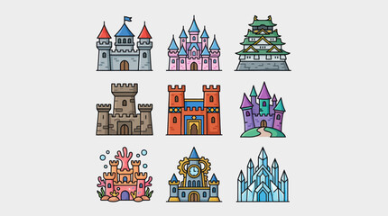 Collection of diverse castle illustrations © Soraa