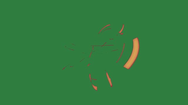 Red star in the middle circle on it an orange dragon bug image of man isolated on green screen background