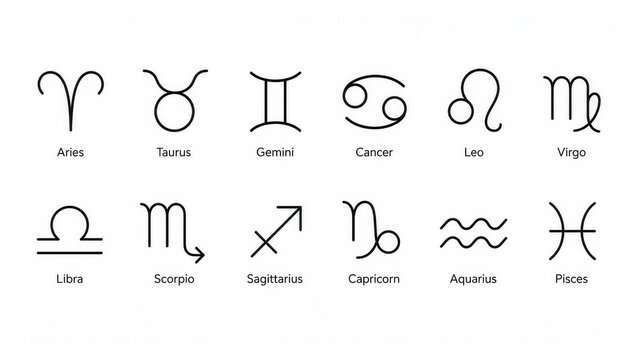 Minimal zodiac signs collection with astrology horoscope symbols isolated on white background vector set