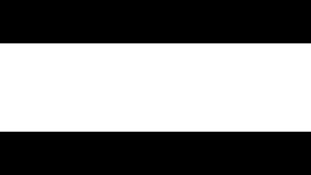Animated cinematic letterbox bars transition overlay effect on white background for easy luma matte compositing and widescreen film look