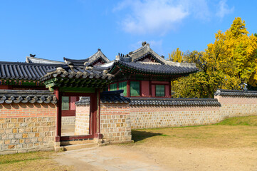Obraz premium ソウルにある景福宮のとても美しい風景A very beautiful view of a royal palace in Seoul