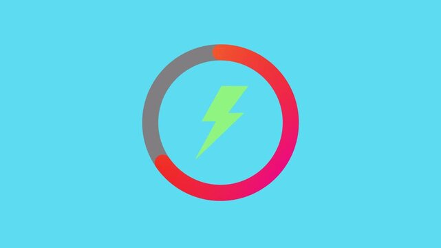 Red Circle Battery Charging Icon Animation with Power Symbol