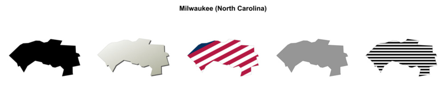 Milwaukee (North Carolina) blank outline map set