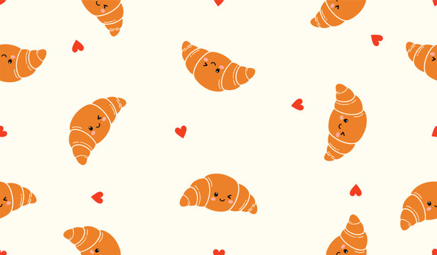 Croissant pattern background vector design