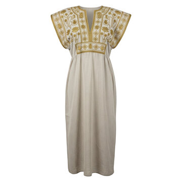 Embroidered kaftan dress isolated on transparent background