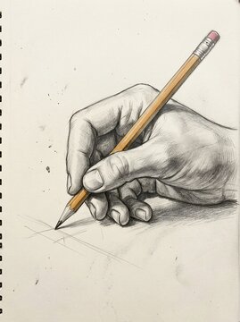 Hand drawing with a pencil on paper