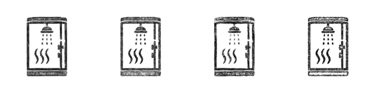 Sketch monochrome steam shower icon design set