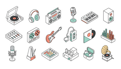 Music studio equipment icons. © Kenn