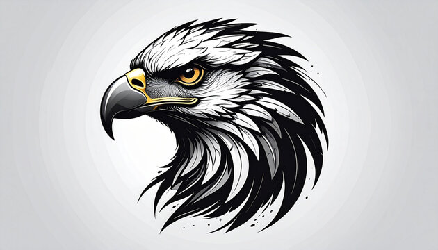 Eagle head illustration portrait monochrome artwork isolated design concept