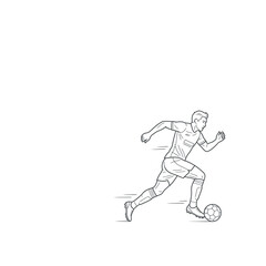 Fototapeta premium Illustration of a soccer player running with a ball at his feet, dynamic sports artwork