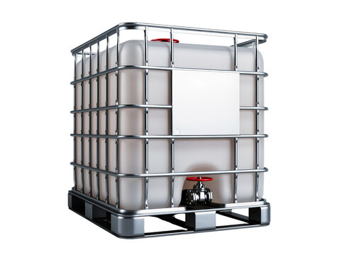 Isolated Intermediate Bulk Container industrial liquid storage tank on pallet with valve