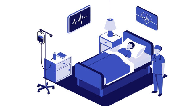 Hospital Room Visualization Of A Patient Being Cared For In A Healthcare Setting