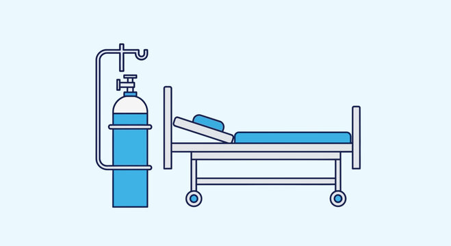 Hospital Room Visualization Of Medical Bed With Oxygen Tank For Patient Treatment