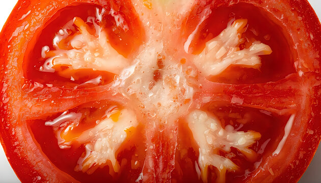 Fresh red tomato slice macro close up illustration