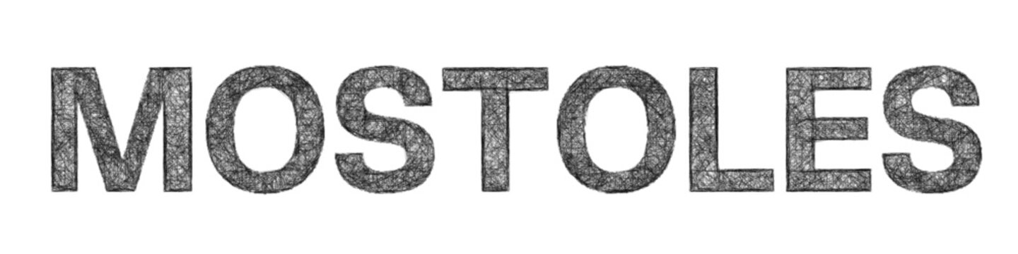 Sketch black and white Mostoles text design element