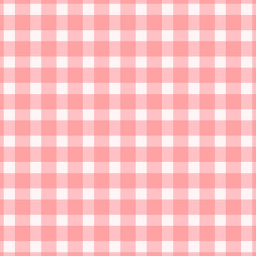 Seamless pink and white gingham pattern for tablecloth texture and classic picnic background design