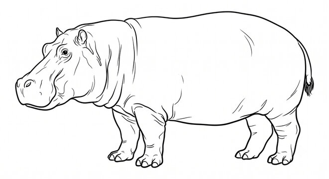 hippo line art