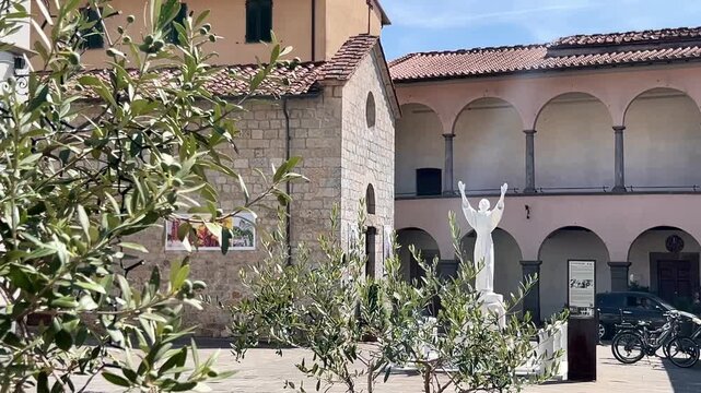 Camaiore town. The Collegiate Church of Santa Maria Assunta is in the historical center of Camaiore, Lucca, Italy.