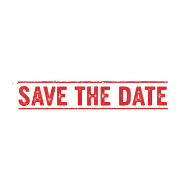 Red save the date text design with bold typography