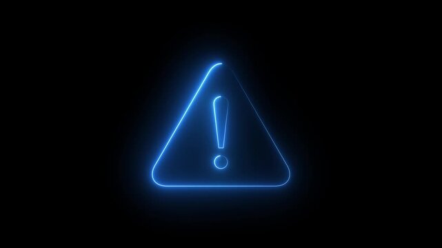 Neon line warning attention animation icon signal alert risk safety danger road warning sign sign symbol. Warning attention icon signal Danger warning 4k