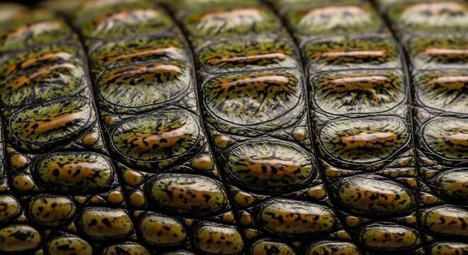 Macro view of detailed textured reptile skin scales
