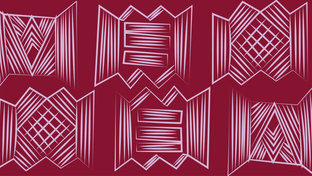 fluid brazilian indigenous line art, traditional tribal body painting motif, authentic native ethnic culture linear design