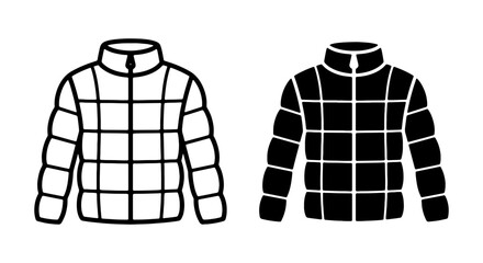 Puffer Jacket Icons, Winter Coat Vector Graphics, Warm Apparel Symbols, Fashion Clothing Elements © Hamidul